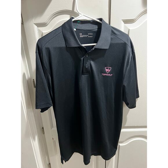 Under Armour Topgolf Polo Shirt Black HeatGear Men’s Size L Loose Fit Logo - Picture 1 of 7
